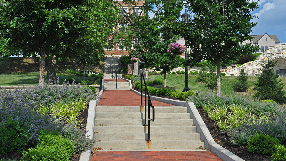 College landscape design completed by Embassy Landscape Group.