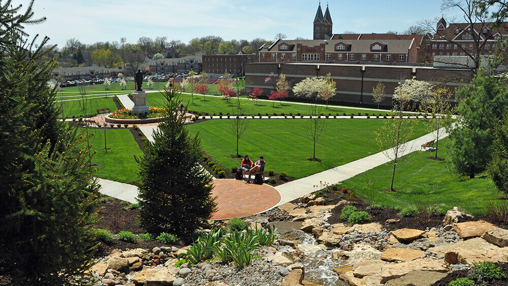 Landscape design at Benedictine College in Atchison, KS completed by Embassy Landscape Group.