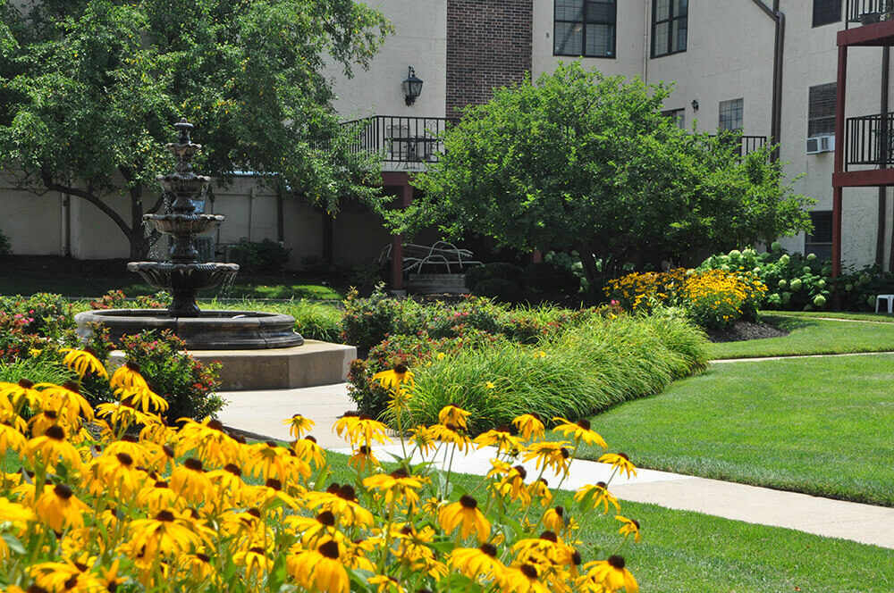 Commercial landscape design at The Villa in Kansas City, completed by Embassy Landscape Group..
