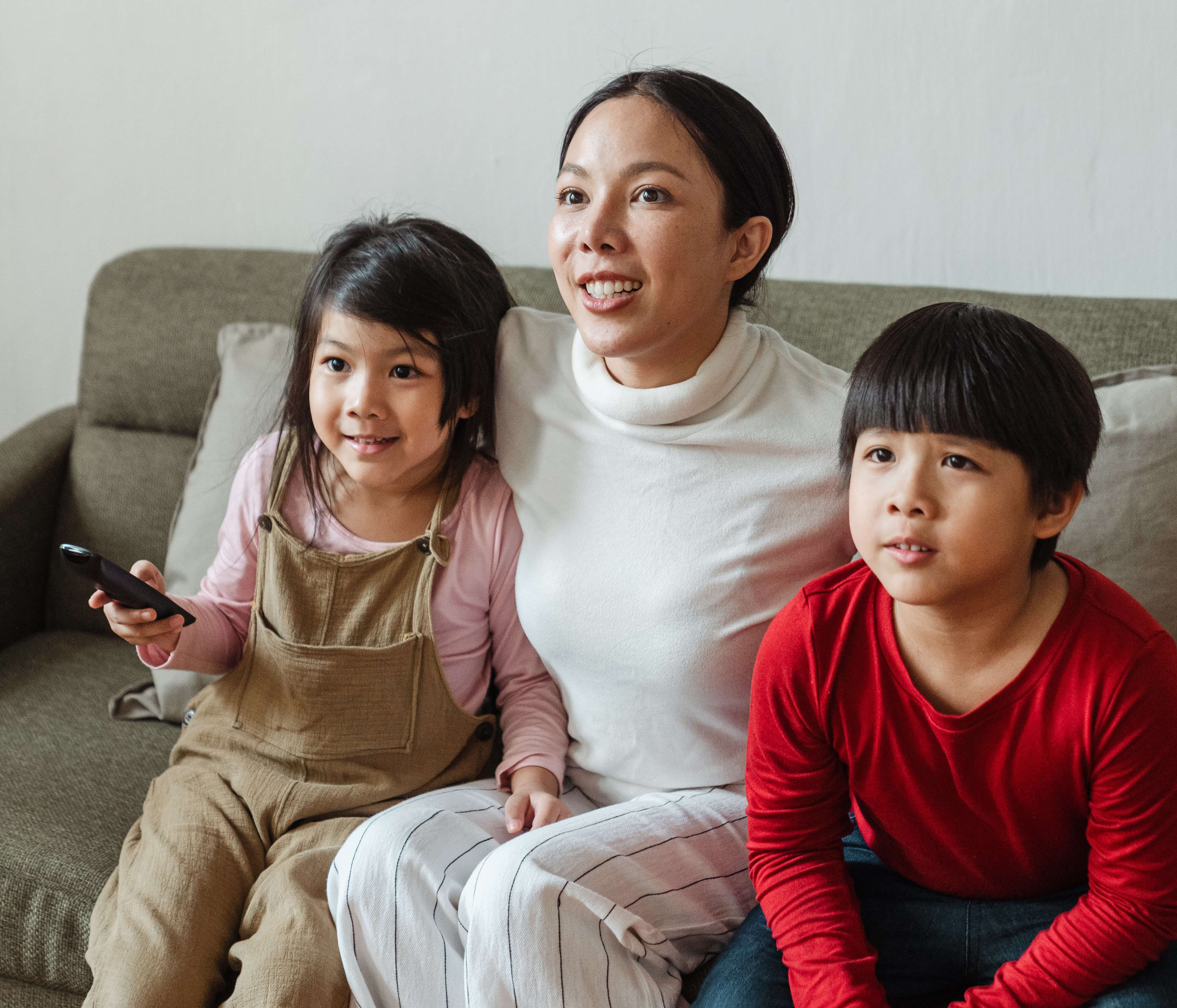 family watching tv